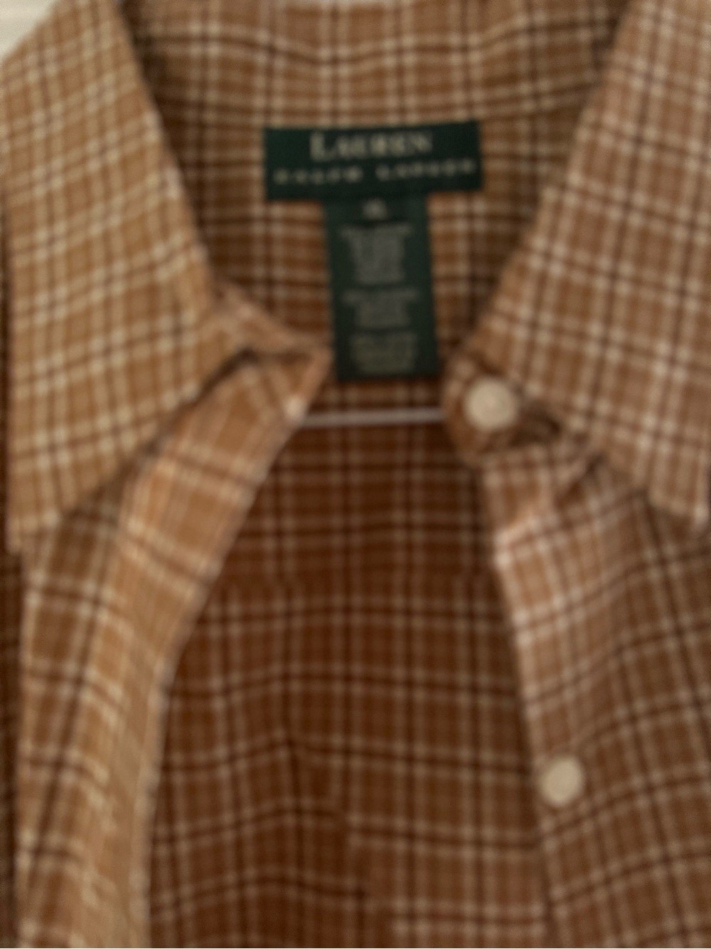 Lauren Ralph Lauren Brown Plaid Button-Up Blouse